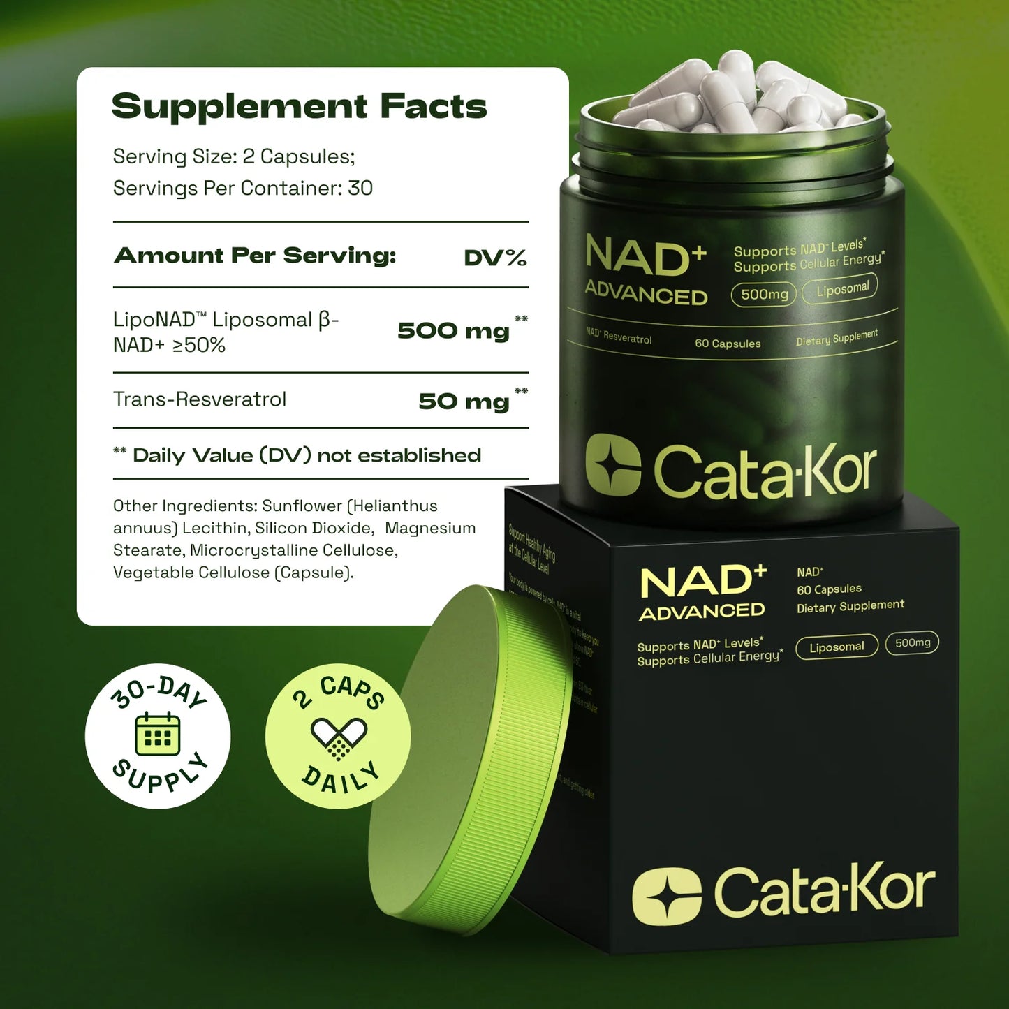 CATA-KOR NAD+ ADVANCED - NAD SUPPLEMENT WITH RESVERATROL